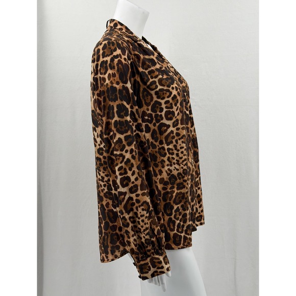 Express Top Womens Large Leopard‎ Portofino Long Sleeve Button Up Preppy Office - Picture 3 of 10